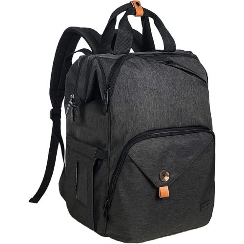 Hap Tim Diaper Bag Backpack,Large Capacity Travel Back Pack Maternity Baby Nappy Changing Bags, Double Compartments with Stroller Straps,Waterproof,Black (US7340-DG)