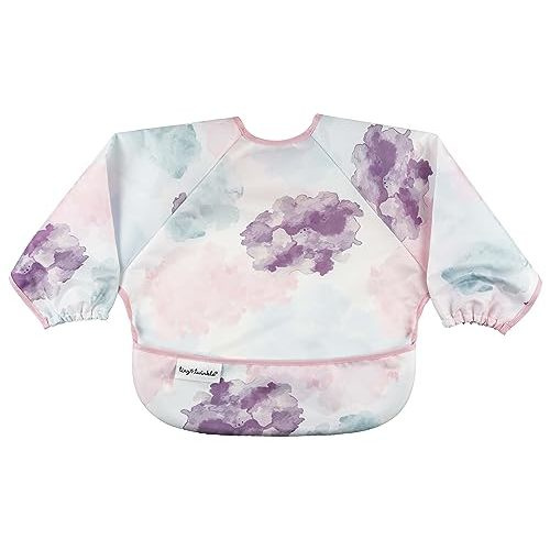 Tiny Twinkle Mess Proof Baby Bib|Waterproof Smock Bib for Eating,Machine Washable Full Sleeve with Pocket(Cotton Candy, Small 6-24 Months)