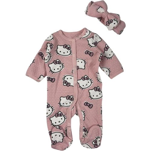 Hello Kitty Baby Girls' Footies Newborn Snap Buttons Onesie Romper
