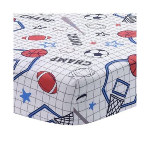 Baby Sports 100% Cotton Fitted Crib Sheet - Football/Basketball