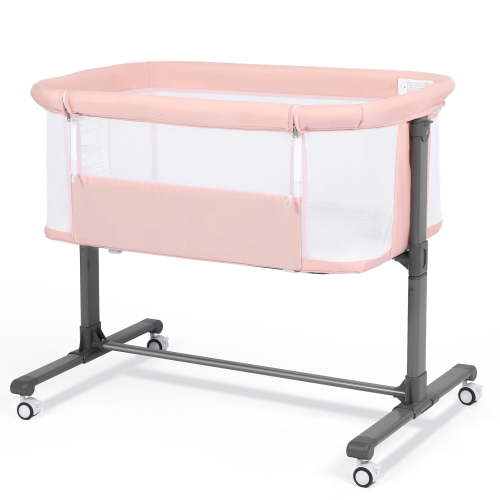 AILEEKISS Baby Bassinet with Wheels, Adjustable Height, Mesh Design, Pink