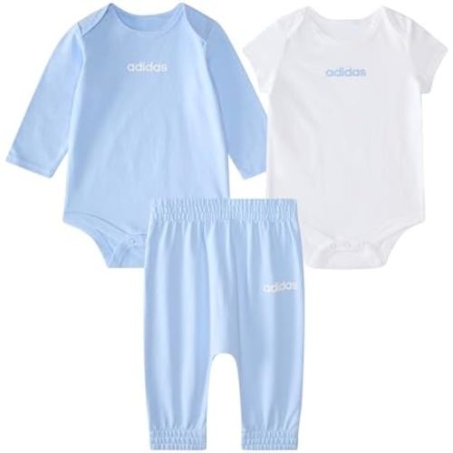 adidas baby-boys 3-piece Linear Logo Bodyshirt & Pant Set