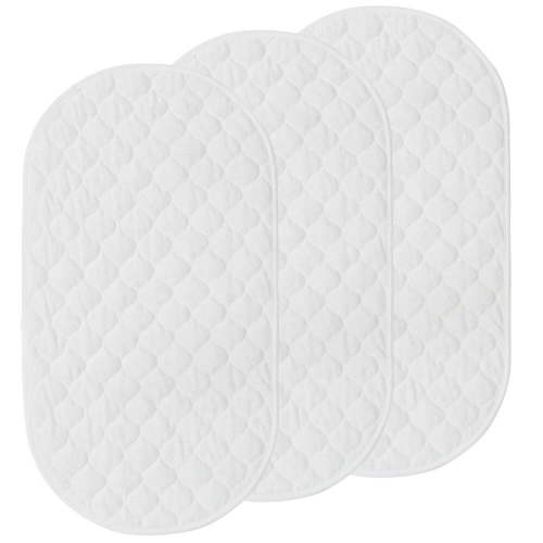 3 Pack Quilted Thicker Waterproof Cradle Sheet, Washable Reusable Bamboo Cotton Changing Pad Liners Table Cover Liners (White 14” x 26”)