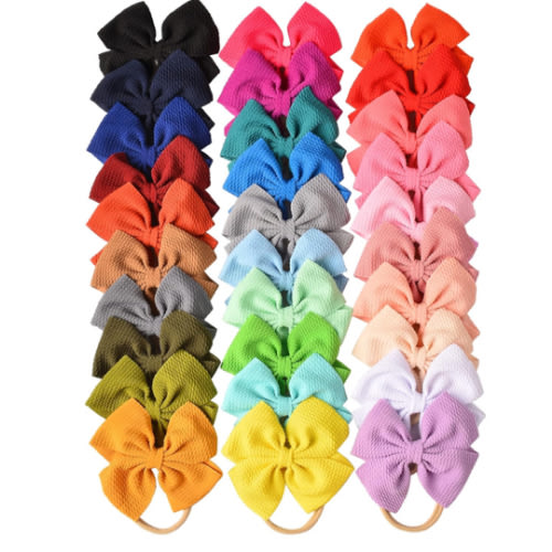 Prohouse 30 PCS Big Bows Baby Nylon Headbands Hairbands Hair Bows Elastics for Baby Girls Newborn Infant Toddler Child Hair Accessories