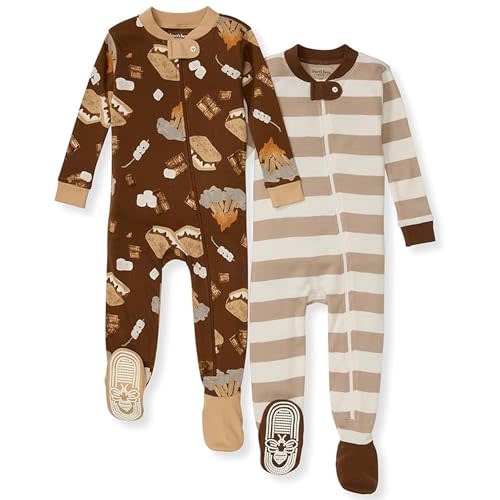 Burt's Bees Baby Boys' Pajamas, Zip-Front Non-Slip Footed Sleeper, Organic Cotton