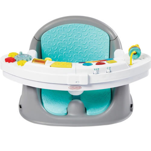 Infantino Music & Lights 3-in-1 Discovery Seat and Booster - Convertible, Infant Activity and Feeding Seat with Electronic Piano for Sensory Exploration, for Babies and Toddlers, Teal