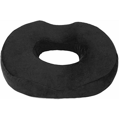 Donut Pillow Seat Cushion Orthopedic Design| Tailbone & Coccyx Memory Foam Pillow | Relieve Pain and Pressure for Hemorrhoid, Pregnancy Post Natal, Surgery, Sciatica (Black)