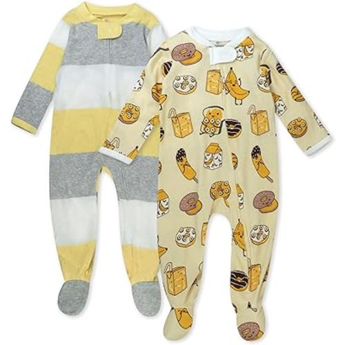 HonestBaby Baby Girls' Sleep N' Play One-Piece Zip-Front Footed Pajamas