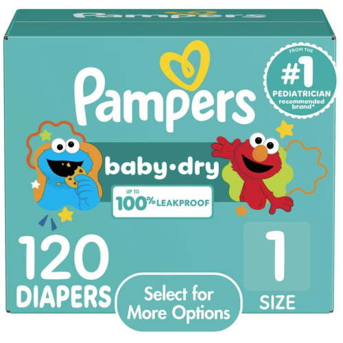 Pampers Baby Dry Diapers Size 1, 120 Count (Select for More Options)
