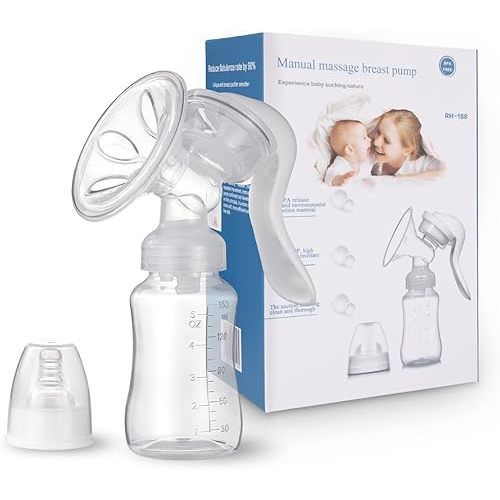 Manual Breast Pump, Adjustable Suction Silicone Hand Pump Breastfeeding, Small Portable Manual Breast Milk Catcher Baby Feeding Pumps & Accessories, White, Mother’s Day Gifts