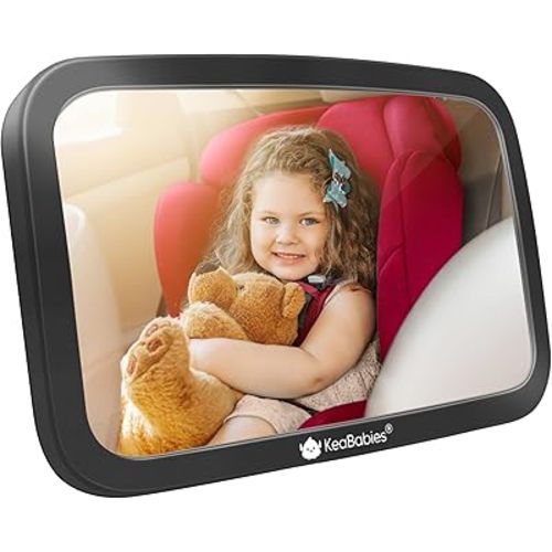 Baby Car Mirror - Baby Mirror for Car Seat Rear Facing Infant - Safety Baby Car Seat Mirror - Wide Shatterproof Baby Carseat Mirror - Baby Car Headrest Mirror (Matte Black)