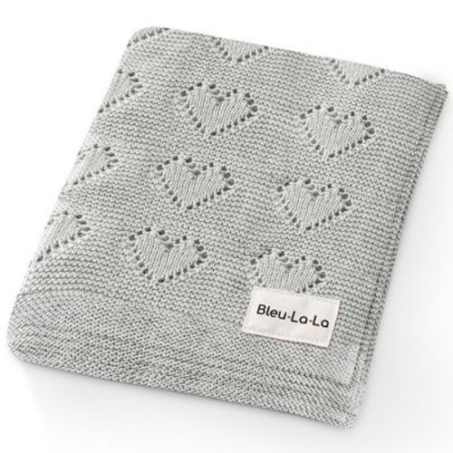 Bleu La La 100% Luxury Cotton Heart Knit Swaddle Blanket For Blanket For Newborn And Infant Boys And Girls - Ivory