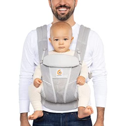 Ergobaby All Carry Positions Breathable Mesh Baby Carrier with Enhanced Lumbar Support & Airflow (7-45 Lb), Omni Breeze, Pearl Grey