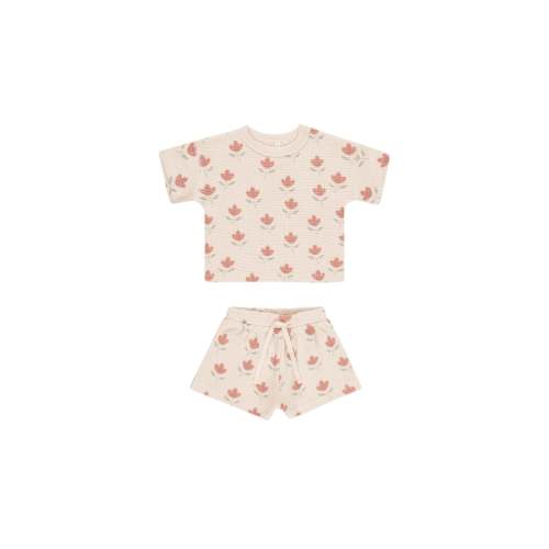 waffle tee + short set in tulips