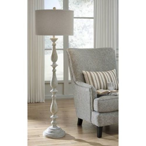 Bernadate Poly Floor Lamp Whitewash - Signature Design by Ashley: Resin Standing Lamp with 3-Way Switch