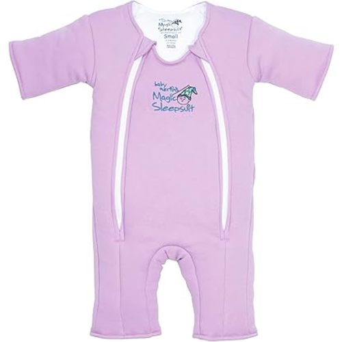 Baby Merlin's Magic Sleepsuit - 100% Cotton Baby Transition Swaddle Sleep Suit for Infants 6-9 Months - Baby Sleepsuit with Double Zipper for Easy Diaper Changes and Scooped Neckline - Lavender