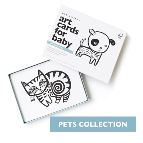 Pets-Wee Gallery Art Cards for Baby, Durable High Contrast Black and White Animal Flashcards for Newborns, Brain Development, Sensory Toys, Tummy Time Essentials for Infant and Toddler