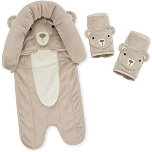 Travel Bug Baby & Toddler 3-Piece Head Support & Strap Covers Set for Car Seats, Strollers & Bouncers - Bear