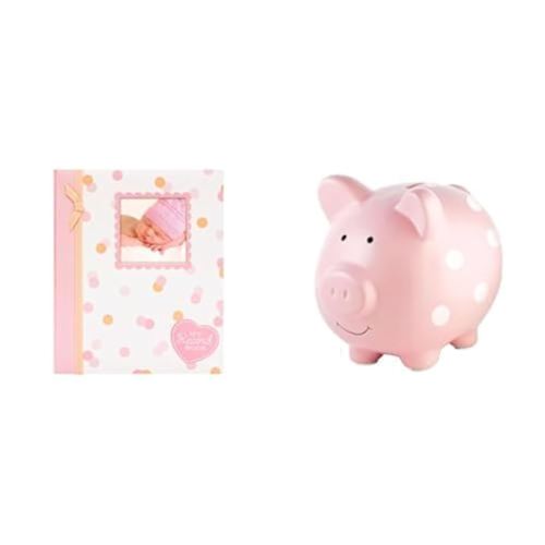 & Pearhead Baby Girl Memory and Savings Essentials Bundle - Memory Book & Piggy Bank