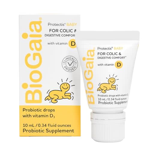 BioGaia Protectis Baby Probiotic Drops | Colic & Gas Relief + Vitamin D | Safe for Newborns | Ease Crying, Fussing, Colic, Gas, Spit-ups & Constipation | No Dairy, Soy & Gluten | 50 Day Supply | 10mL