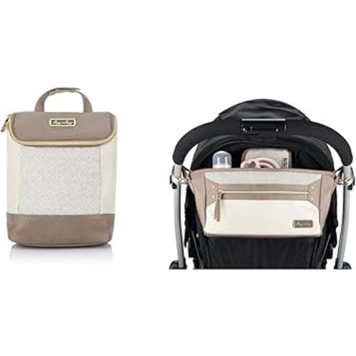 Itzy Ritzy Insulated Bottle Bag – Keeps Bottles Warm or Cool & Adjustable Stroller Caddy/Organizer - Stroller Organizer Bag Featuring Front Zippered