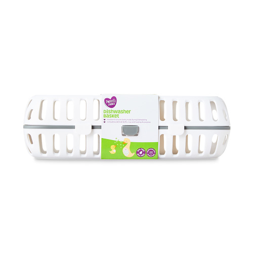 Parent's Choice BPA-Free Plastic White Dishwasher Basket with Flexi Silicone Panel