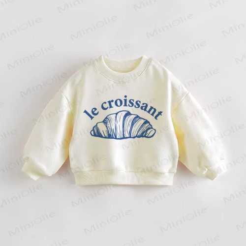 LE CROISSANT Baby Toddler Cream Sweatshirt