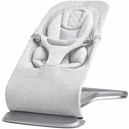 Ergobaby Evolve 3-in-1 Bouncer, Adjustable Multi Position Baby Bouncer Seat, Fits Newborn to Toddler, Light Grey