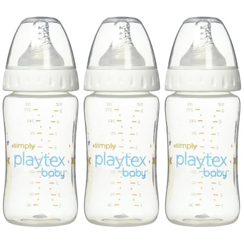 Playtex Baby Simply Playtex Complete Tummy Comfort Baby Bottles, Anti-Colic & Anti-Reflux, 9 Oz, 3 Count