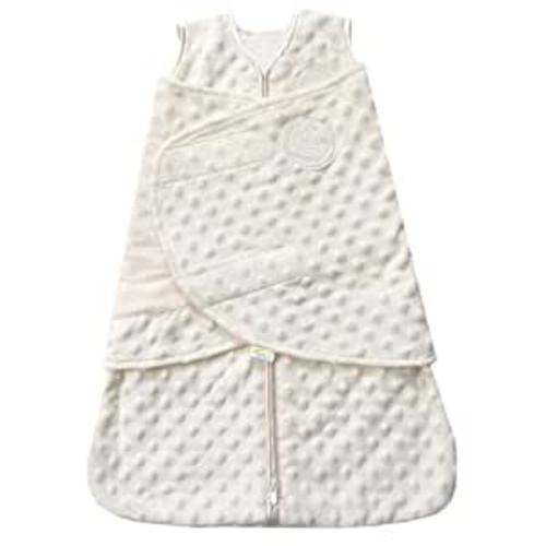 HALO Sleepsack Swaddle, 3-Way Adjustable Wearable Blanket, TOG 3.0, Velboa Plush Dots, Cream, Newborn, 0-3 Months - Cream Plushy Dot - Newborn (Pack of 1)
