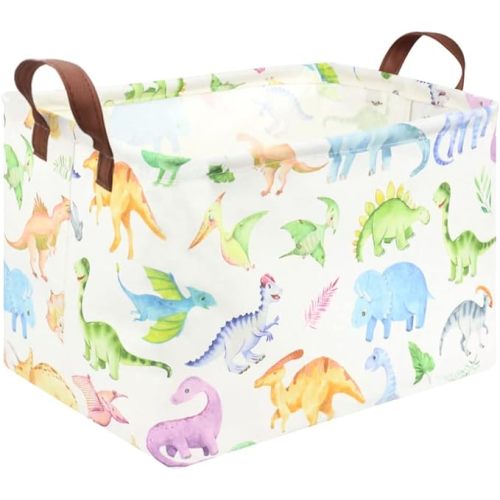 FXOCSHE Rectangle Dinosaur Basket,Kids Toy Storage Bin,Storage Basket Bins Organizer for Boys Nursery Hamper,Baby Room Decor,Shelf Basket,Gift Basket for Boy and Girl(Dinosaurs)