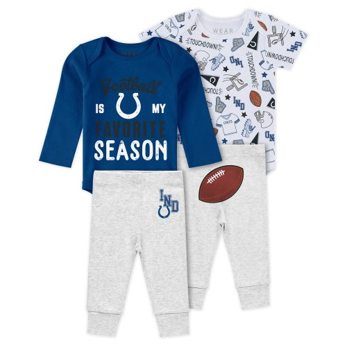 Newborn & Infant WEAR by Erin Andrews Indianapolis Colts Three-Piece Turn Me Around Bodysuits & Pant Set