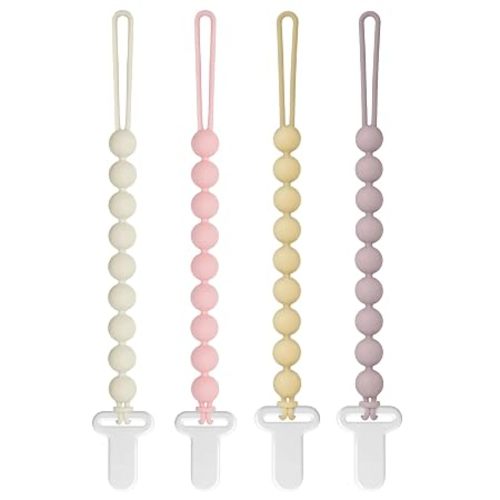 Pacifier Clips Baby Girls - Draklary 4 Pack Paci Clip Silicone Soothe Baby Binky Holder for Newborn Essentials Shower Birthday Gift Scenes