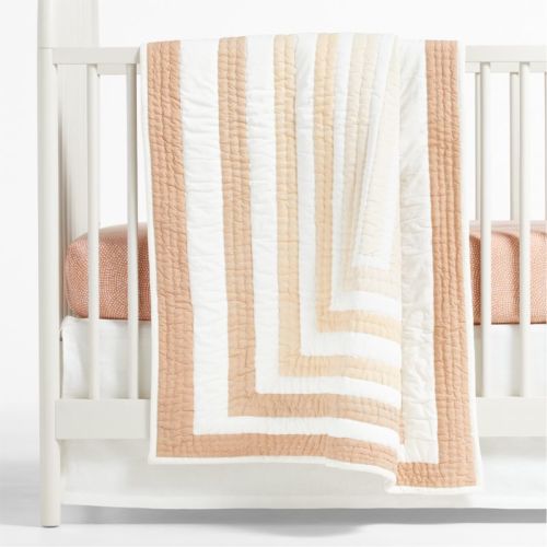 Faded Organic Clay Geometric Baby Crib Quilt by Leanne Ford