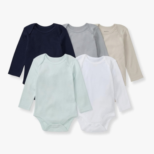 Burt's Bees Baby Unisex Organic Cotton Short and Long Sleeve Bodysuits, 5-Pack