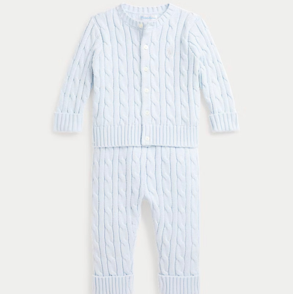 Cable-Knit Cotton Cardigan & Pant