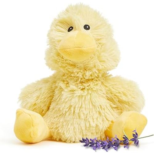 warmies Junior Microwavable & Weighted Stuffed Animals, Duck - Heated Stuffed Animal Plushie for Warmth & Comfort - Cute Soft Plush Toys for Adults & Children (Boys, Girls, Babies & Toddlers)