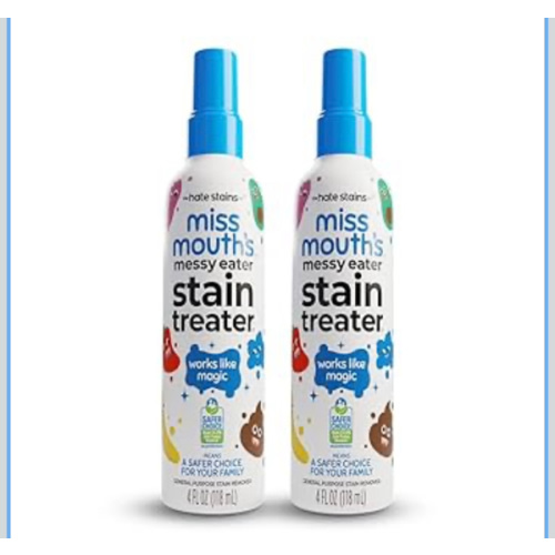 Miss Mouth's Messy Eater Stain Treater Spray - 4oz 2 Pack Stain Remover - Newborn & Baby Essentials - No Dry Cleaning Food, Grease, Coffee Off Laundry, Underwear, Fabric