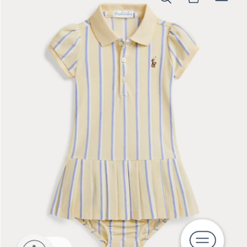 Striped Oxford Mesh Polo Dress & Bloomer