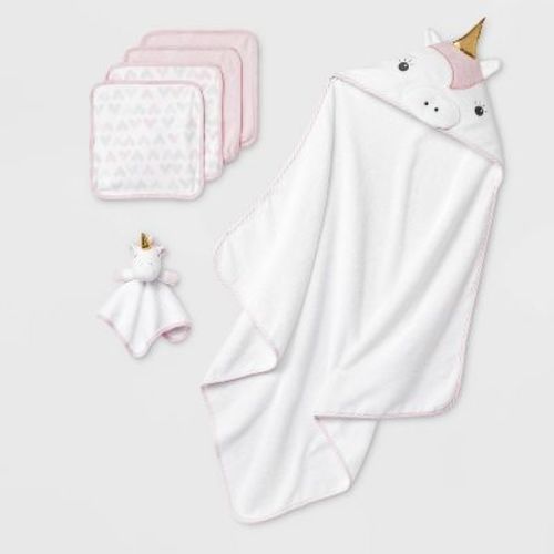 Baby 6pk Bath Towel Gift Bundle - Cloud Island™ Pink/white