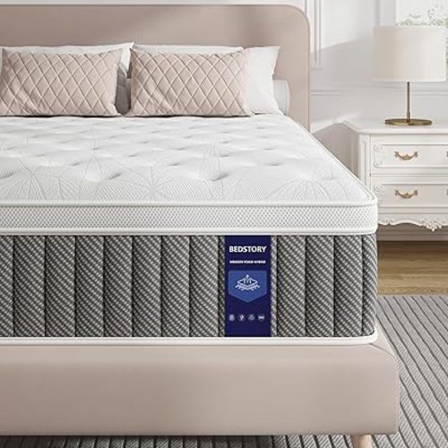 BedStory Full Size Double Mattress 12 Inch, Medium Firm Gel Memory Foam Hybrid Matelas in a Box, Individual Pocket Springs for Pain Relief, Fiberglass Free