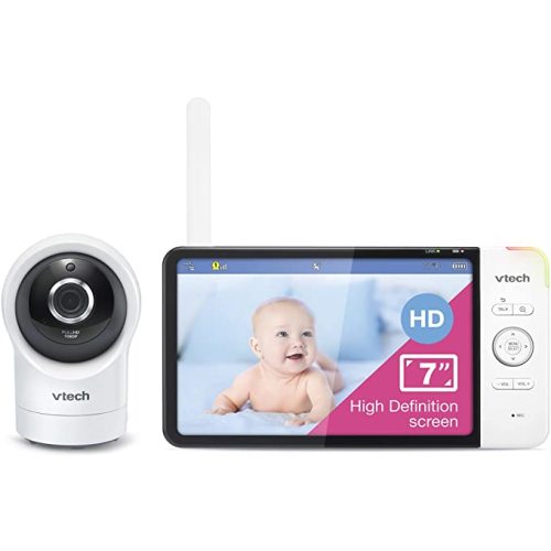 VTech RM7764HD 1080p WiFi Remote Access Baby Monitor, 360° Pan&Tilt, 7” 720p HD Display, HD Night Vision, Soothing Sounds, 2-Way Talk, Temperature Sensor, Motion Detection, iOS & Android - 1 Camera