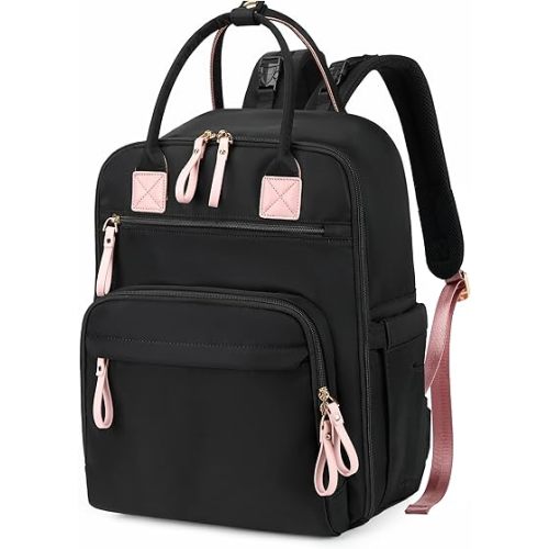 18 Pockets Large Diaper Bag Backpack with Waterproof Pockets and Stroller Buckle, Convertible Baby Bag (Black, Large)