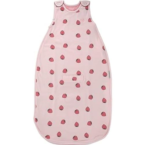 Woolino Merino Wool and Organic Cotton Ultimate Baby Sleep Sack - 4 Season Baby Wearable Blanket - Two-Way Zipper Adjustable Sleeping Bag - Universal Size (2-24 Months) - Strawberry
