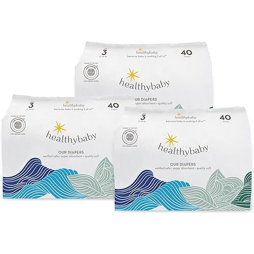 Our Diapers | EWG Verified Safe & Plant-Based Diapers | Leak Protection | Soft Organic Cotton Shell | Chlorine-Free Diaper for Sensitive Skin | Size 3 (16-28 lbs) 120 Count