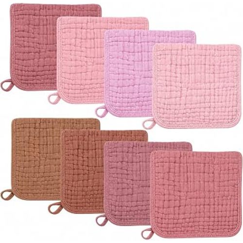 Muslin Burp Cloths for Baby Girls, Pack of 8, 6-Layer Large 20"x10" Organic Cotton Burping Cloths, Ultra Soft Absorbent, Spit Up Rags Drool Wash Cloths, Baby Registry Essentials