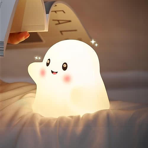 Boo Buddy Baby Night Light – Cute Silicone Rechargeable Nursery Lamp for Kids, Eye-Caring Dimmable Touch Light for Girls & Boys, Portable Battery Nightlight for Toddlers Bedroom
