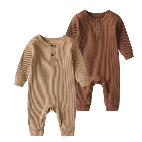 Joy Duck Baby Boy Girl 2 Pack Solid Romper Short/Long Sleeve One Piece Jumpsuits Clothes Sets