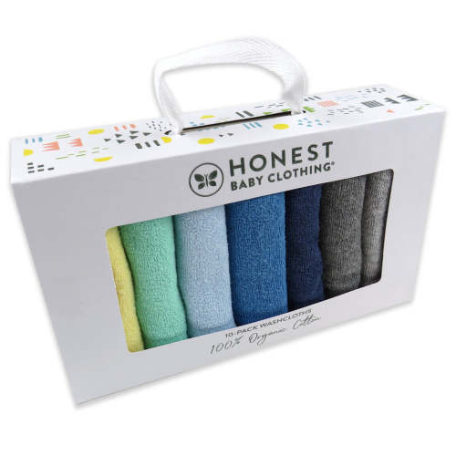10-Pack Organic Cotton Baby-Terry Wash Cloths, Bright White | Honest Baby Clothing