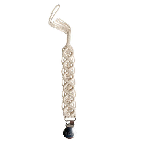 Macrame Pacifier Clip- Cream – Chewable Charm